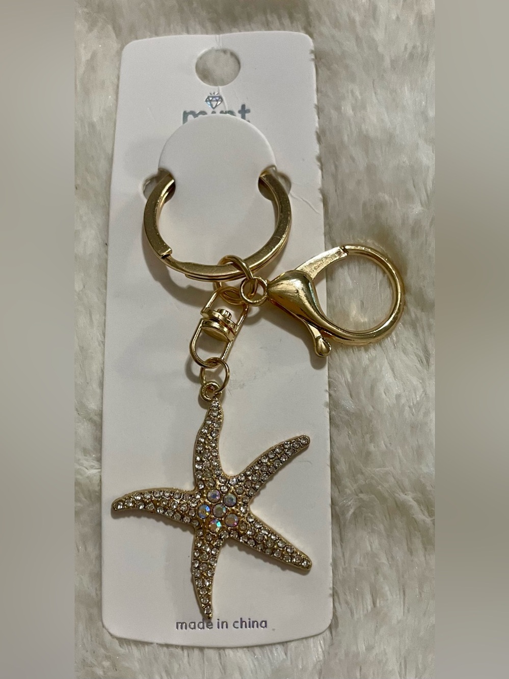 Mint Gold Starfish Crystal Key & Card Holder